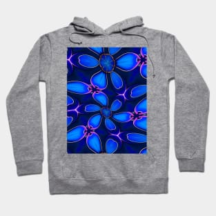 Deep Blue Flower Pattern Hoodie